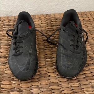 Nike Black Youth Athletic Soccer Cleats with Red Interior